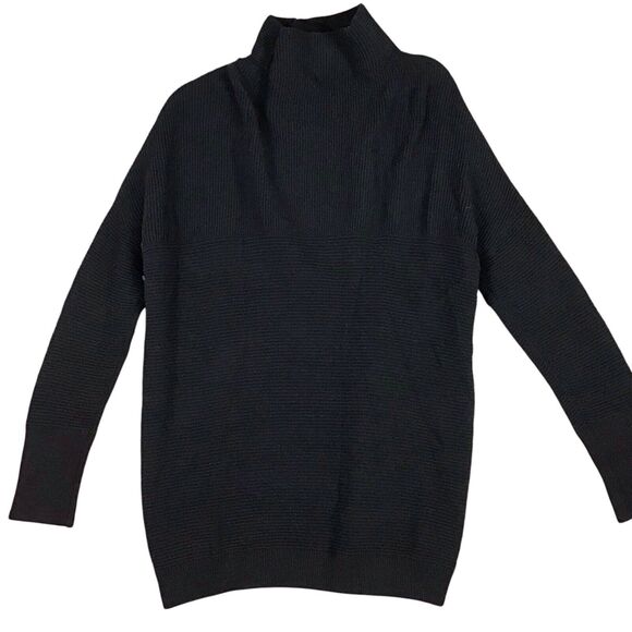 RDI Women’s Medium Black Ribbed Mock Neck Oversized Tunic Sweater NWOT - Picture 8 of 11